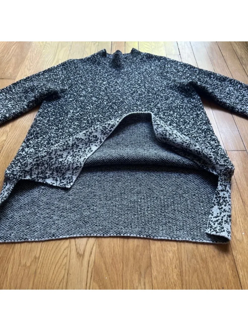 J. Jill Pure Jill Size M Gray Black Gradient Ombre Knit Mock Neck Tunic Sweater - Picture 10 of 16